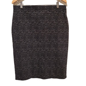 Linda Mathews Womens Black Midi Pencil Skirt Size Large Stretch Business Work